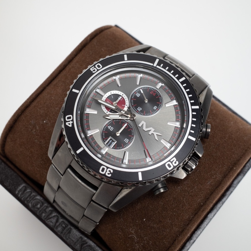 Michael Kors MK8340 Lansing Grey Dial Ion Plated Chronograph Men's